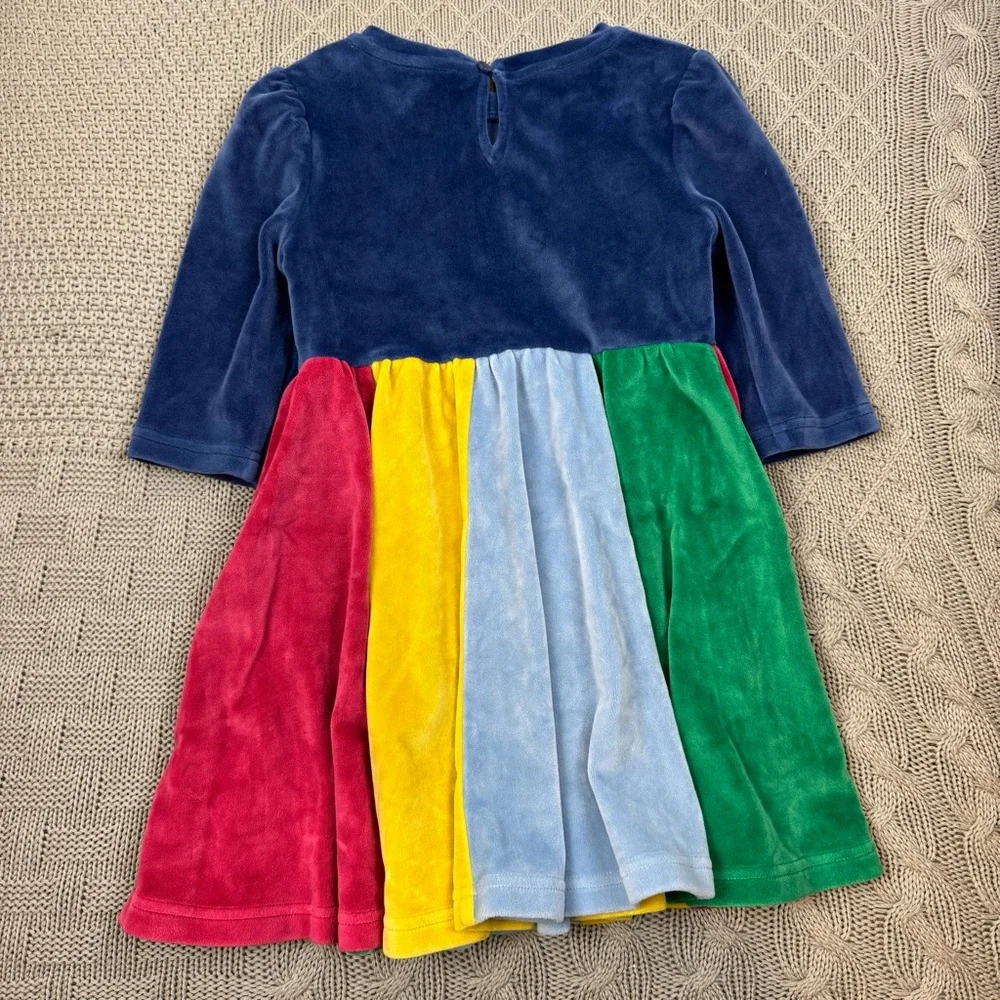 Mini Boden Rainbow Velour Girls Twirl Dress 3/4